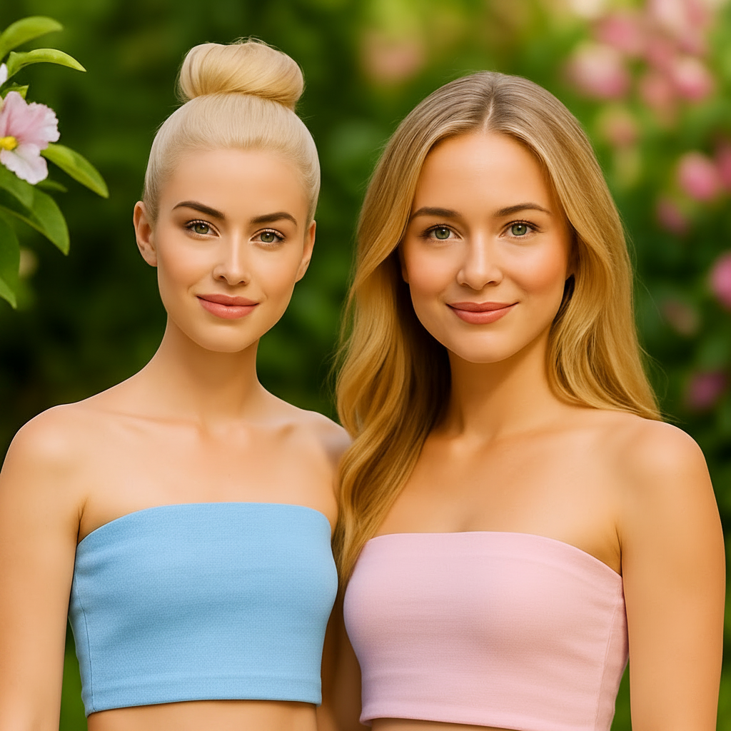Kék-rózsaszín tube top lányos kép