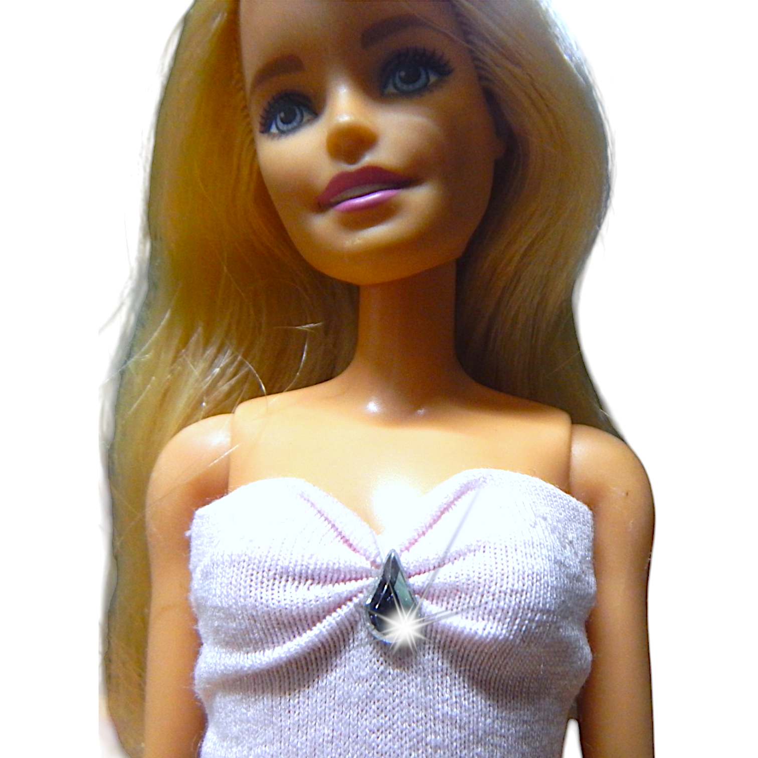 Halványrózsaszín sellő fazonú barbie ruha kristállyal