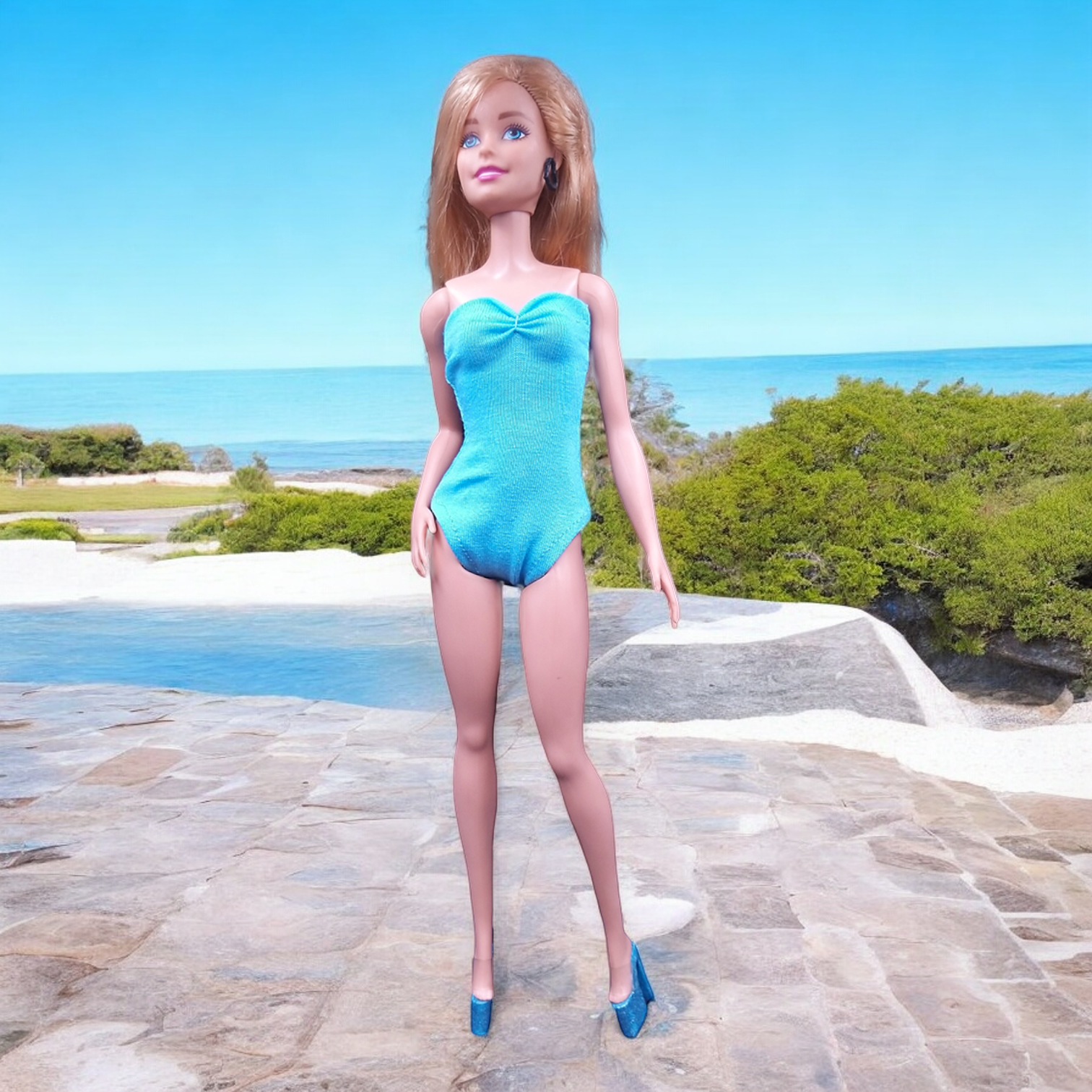 Barbie fürdőruha, dressz vagy body kék színben