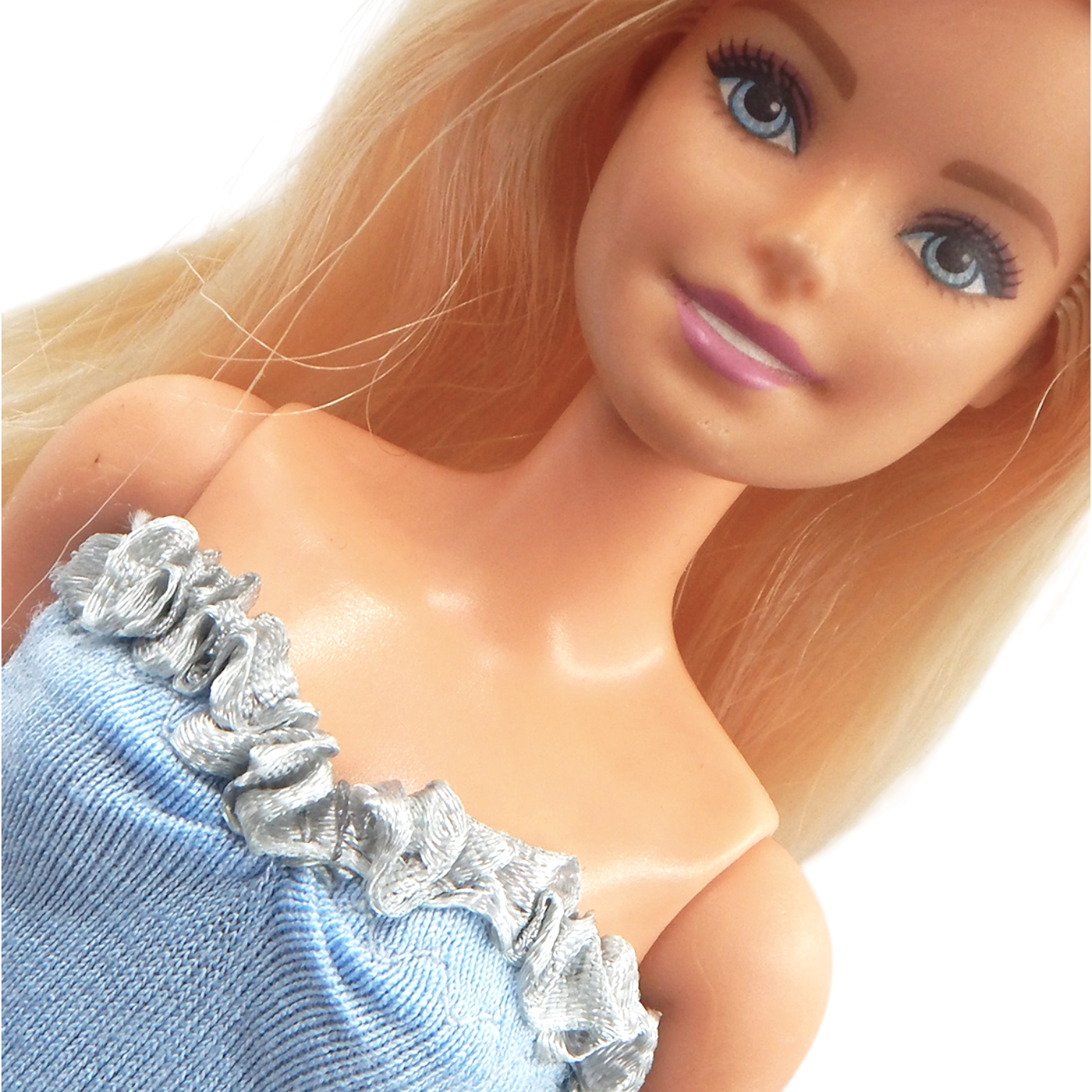 Extra hosszú fodros égkék sellő fazonú barbie ruha