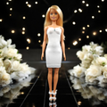 Elegáns hófehér pánt nélküli barbie ruha kristállyal