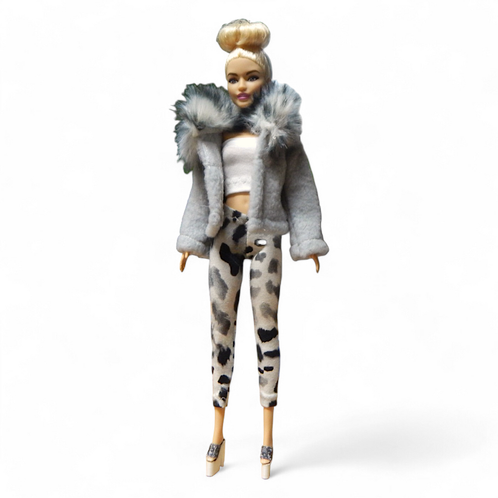 Szürke-fekete állatmintás barbie leggings