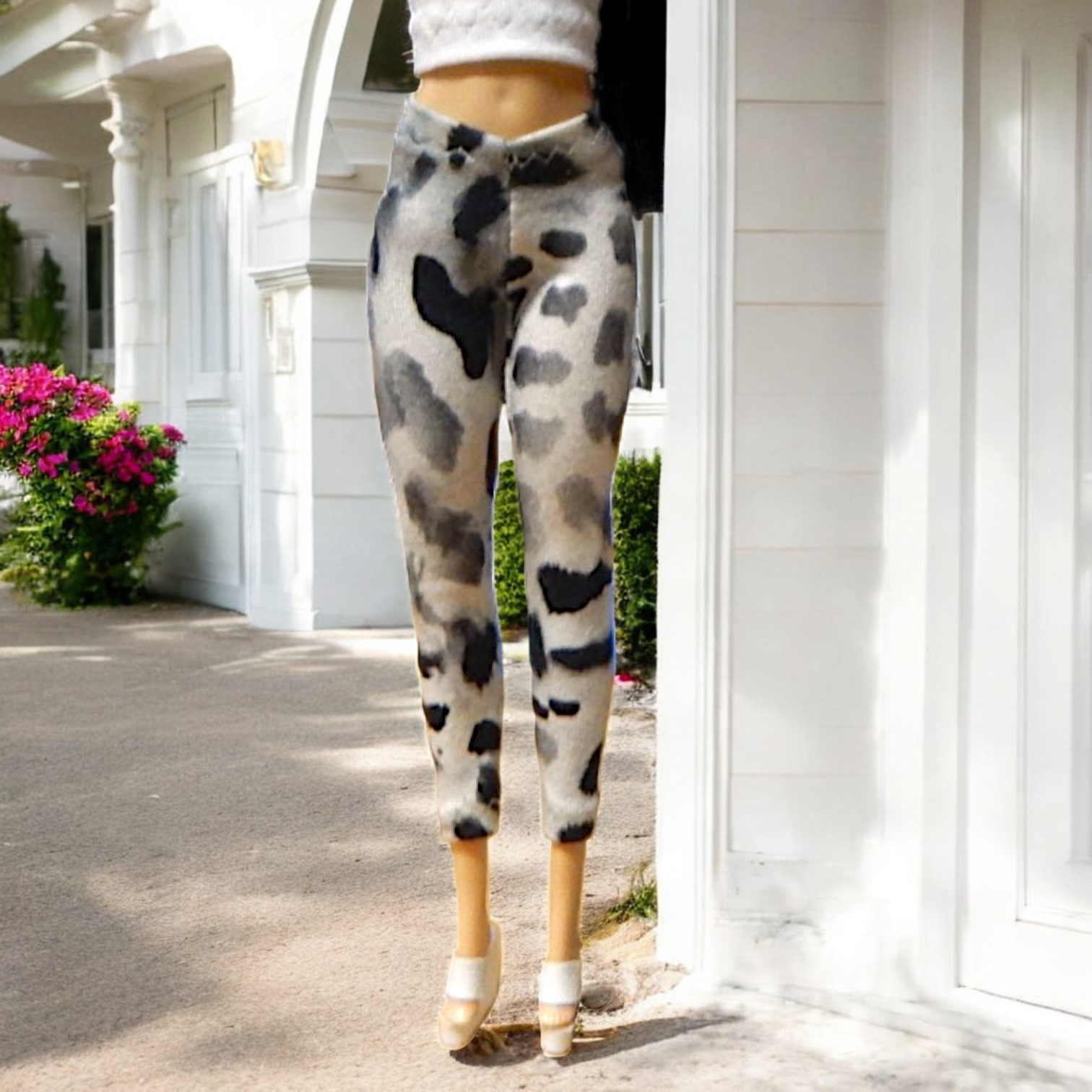 Szürke-fekete állatmintás barbie leggings