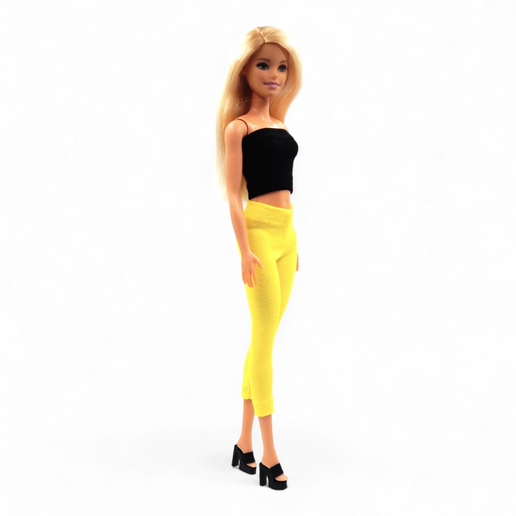 Citromsárga barbie capri leggings, magas derekú cicanadrág