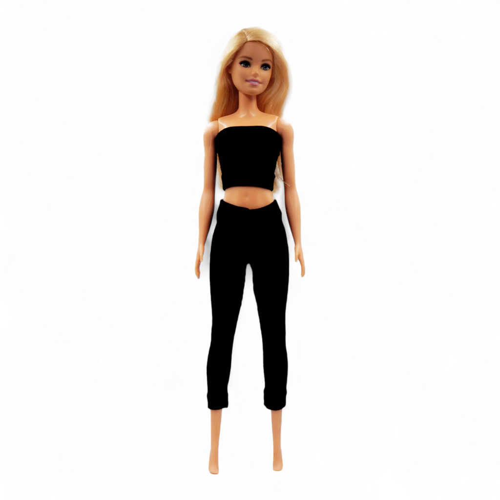 Fekete barbie capri leggings, magas derekú cicanadrág