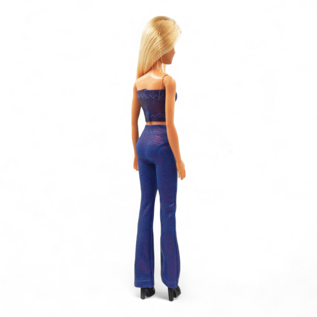 Színváltós liláskék barbie ruha szett csőtop és trapéznadrág