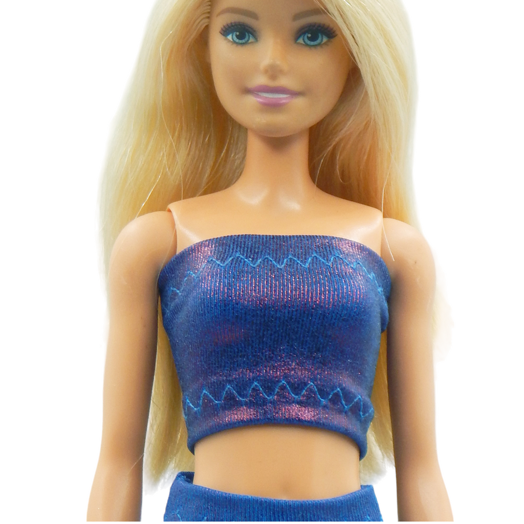 Színváltós liláskék barbie ruha szett csőtop és trapéznadrág