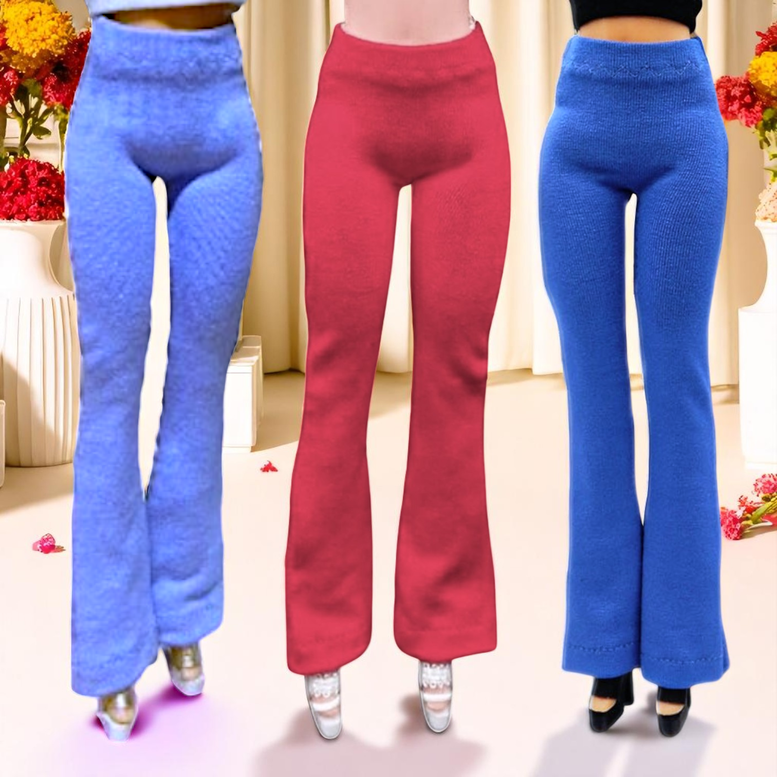 Piros barbie trapéznadrág, magas derekú fazon