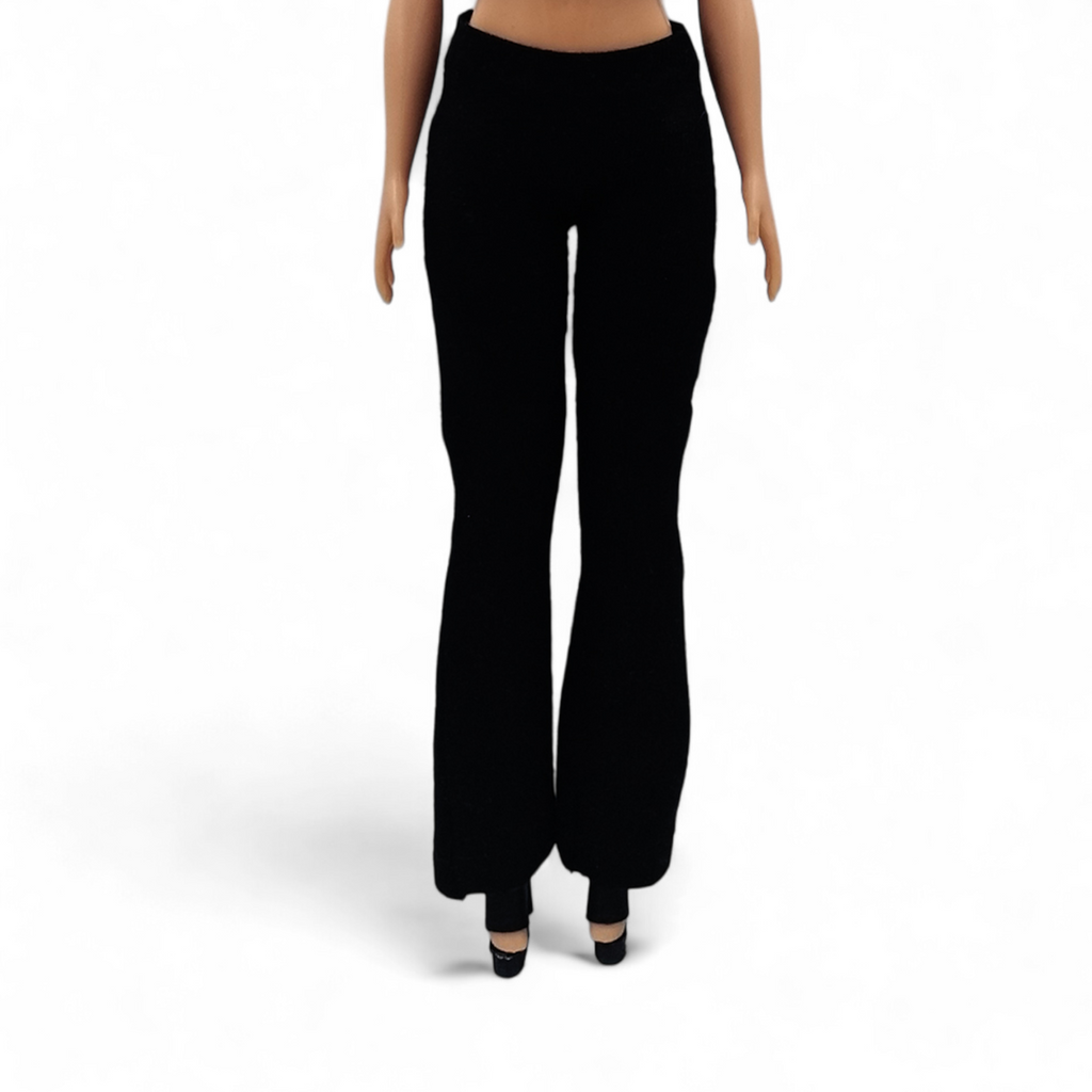 Fekete barbie trapéznadrág, magas derekú fazon