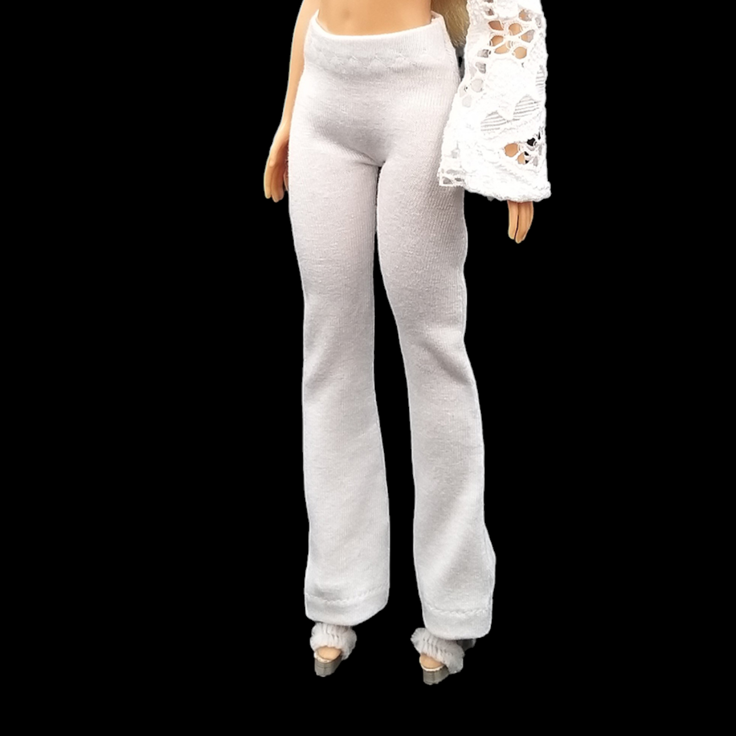 Fehér barbie trapéznadrág, magas derekú fazon