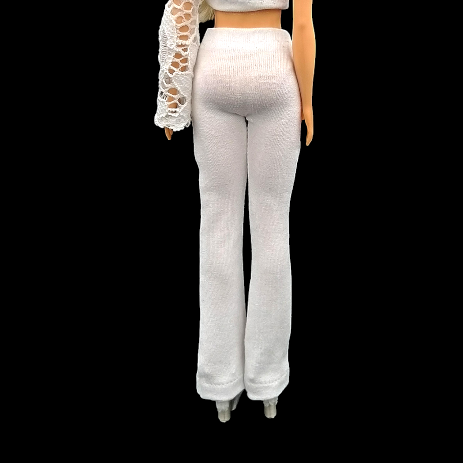 Fehér barbie trapéznadrág, magas derekú fazon