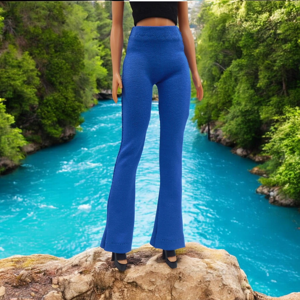 Királykék barbie trapéznadrág, magas derekú fazon