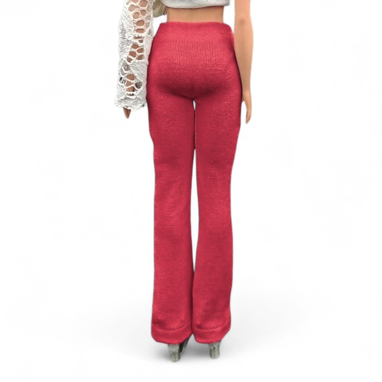 Piros barbie trapéznadrág, magas derekú fazon