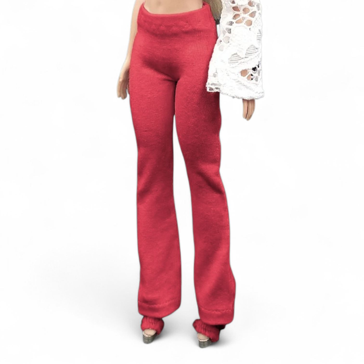 Piros barbie trapéznadrág, magas derekú fazon