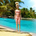 Narancs-fehér csíkos sportos szett barbie babákhoz tengerpartos főkép
