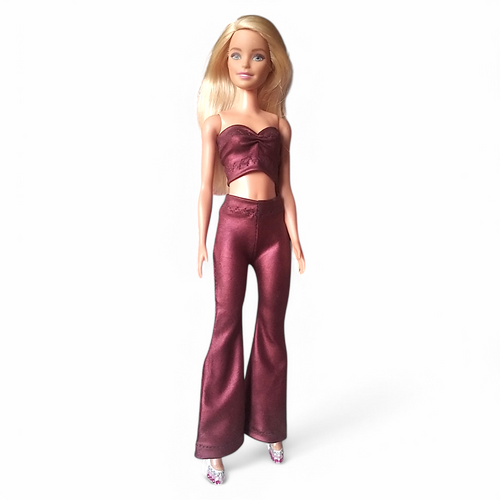 Dancing Queen sötét pink fényes barbie ruha szett előlnézet, fehér háttér
