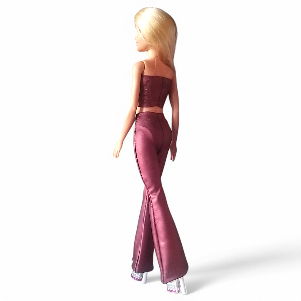 Dancing Queen sötét pink fényes barbie ruha szett hátulnézet, fehér háttér
