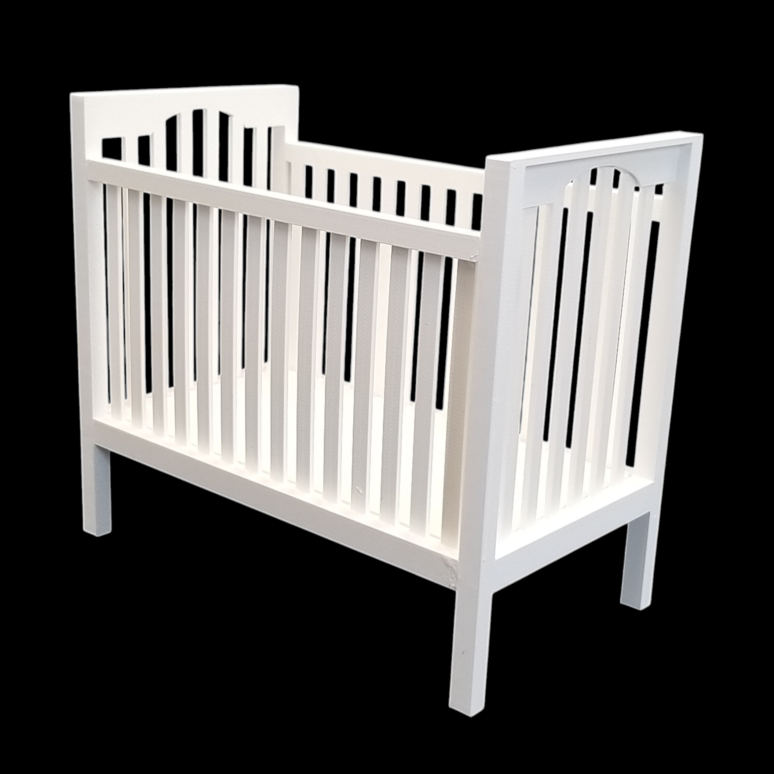 mini fehér kiságy babaházhoz