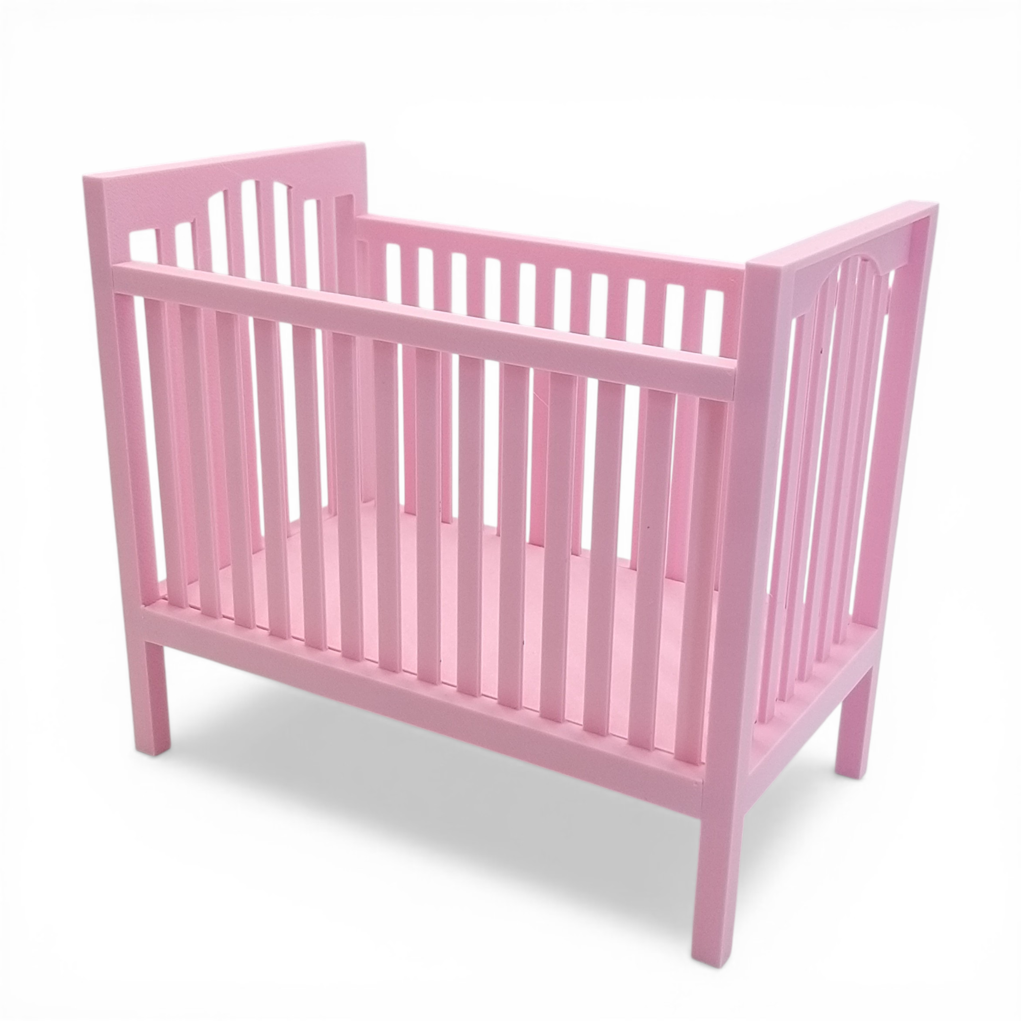 Rózsaszín kiságy babaházba barbie babákhoz, ajándék matraccal 1/6