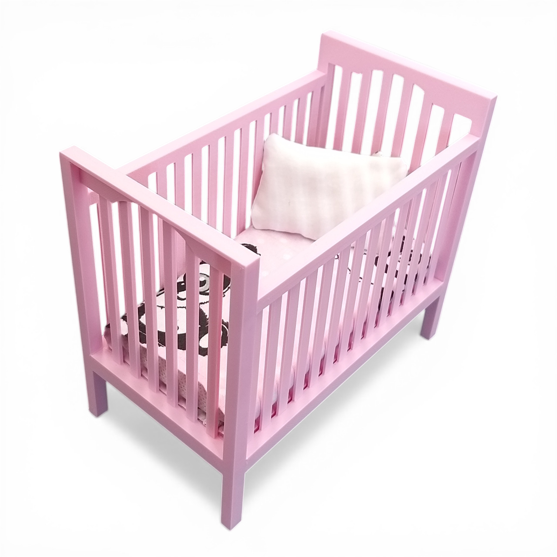 barbie kiságy ágynemű rózsaszín panda mintás szett
