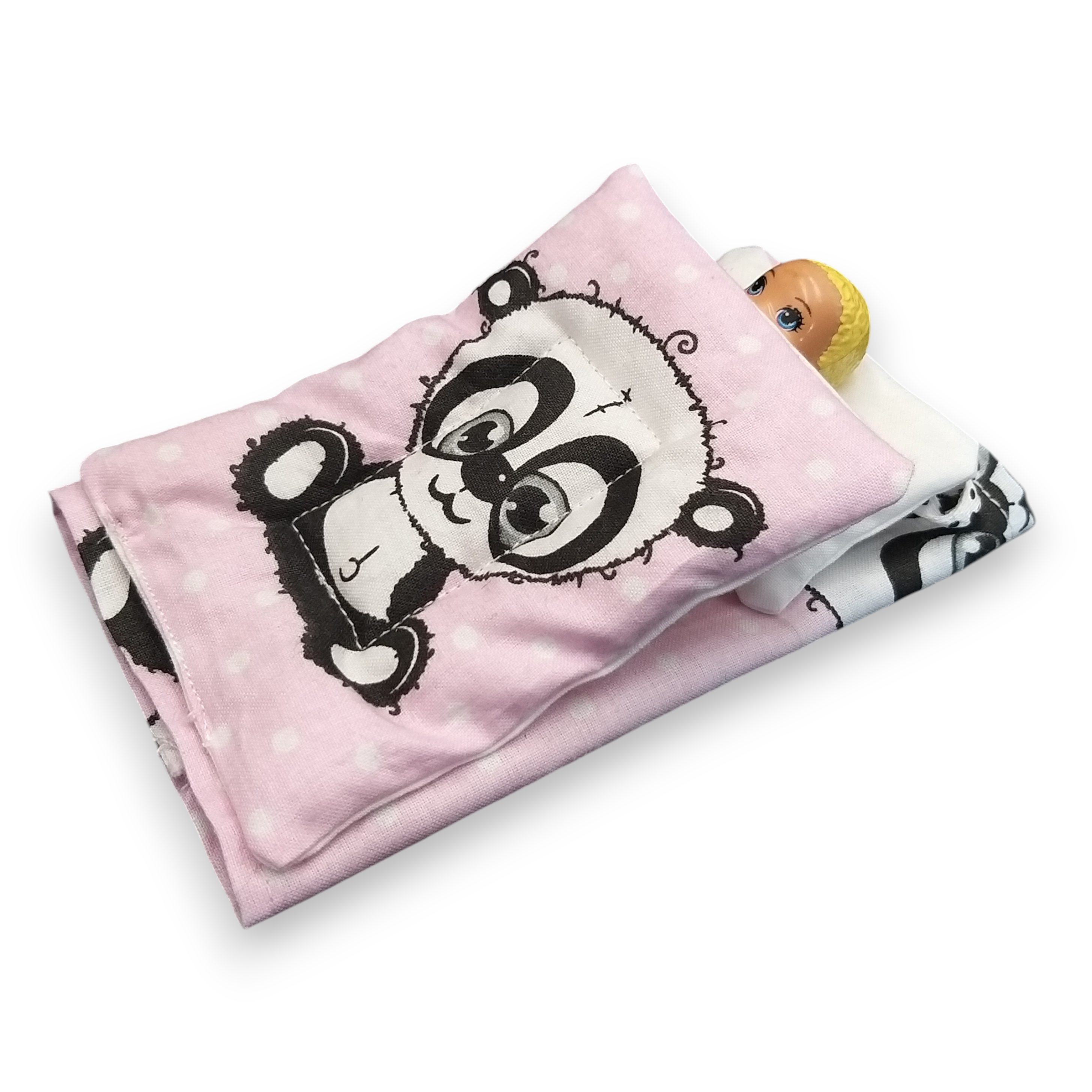 panda mintás baba ágynemű szett rózsaszín textilből